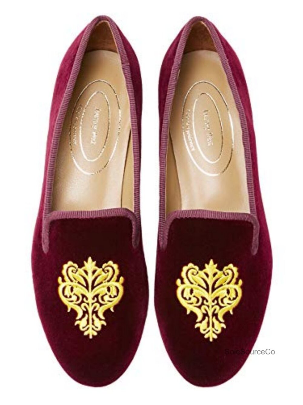 Velvet Loafer Flats with Floral Embroidery Slip-On Shoes